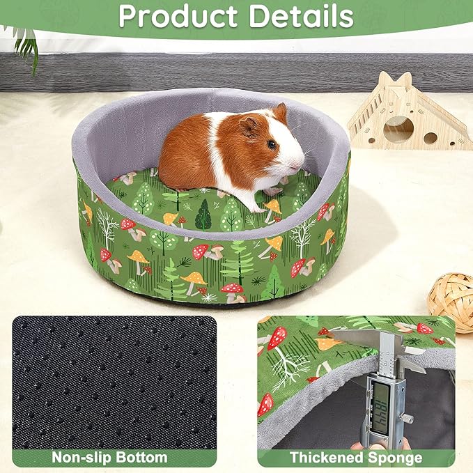 Glittme Soft Rabbit & Guinea Pig Bed - Thick Removable Mat, Machine Washable, Cozy Cuddler Cup Bed for Guinea Pig, Rabbit, Ferret