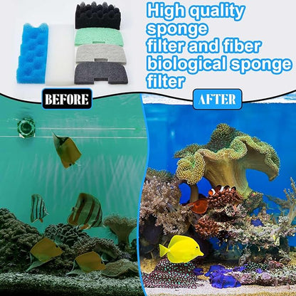 32 Pcs Aquarium Replacement Maintenance Kit Compatible with Fluval 206/207 Filter Media Including Biological Sponge, Ammonia/Phosphate/Nitrite Remover Pad, Aquarium Towel, Grease