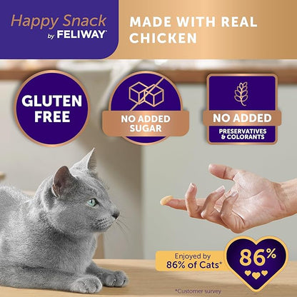 Feliway Happy Snack, Delicious, Lickable, Squeezable Purée Cat Treats for a Daily Calming Routine, Made with Real Chicken, 12 Pack (0.5oz Tubes)