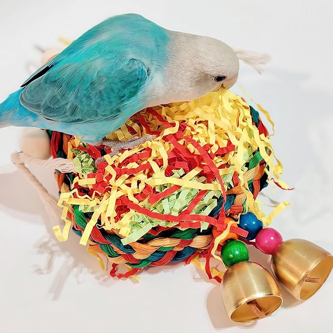 Parakeet Toys,Natural Sola Balls and Shredding Hanging Chewing Toy,2 PCS Small and Medium-Sized Parrot Toys, Bird Toys for Parrots,Cockatiels,Conures,Lovebird,Christmas Birds Toy