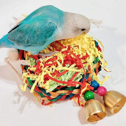 Parakeet Toys,Natural Sola Balls and Shredding Hanging Chewing Toy,2 PCS Small and Medium-Sized Parrot Toys, Bird Toys for Parrots,Cockatiels,Conures,Lovebird,Christmas Birds Toy