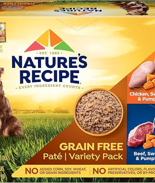Nature's Recipe Grain Free Chicken and Beef Recipes Variety Pack Wet Dog Food, 13oz. Cans