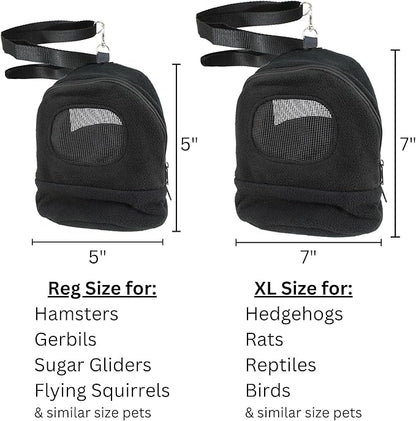 Kucci Carry Pouch - Fleece Travel Bonding Carrier Bag - for Sugar Gliders, Squirrels, Marmosets, Hamsters, Rodents, Rats, Reptiles & Other Small Pets (X-Large)