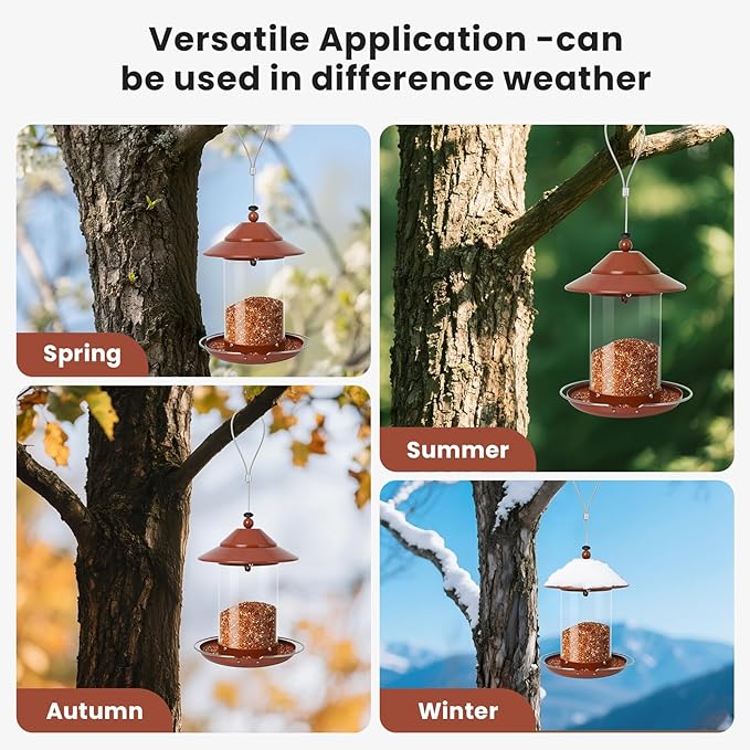 Metal Bird Feeder for Outdoors – 2.4LB Hanging Bird Feeder with 360-degree, Weatherproof & Rust-Resistant, Easy to Fill & Clean for Wild Bird Feeders in Backyard & Garden(2pcs)