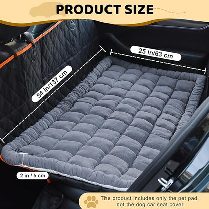 Dog Bed Mat for Car Backseat Extender, 24.8'' x 54'' Non-Slip Travel Pet Blanket for Back Seat, Washable, Soft & Scratch-Proof, Chenille Fabric, Universal Fit for Car, SUV, Truck, Blue-Grey, 2'' Thick
