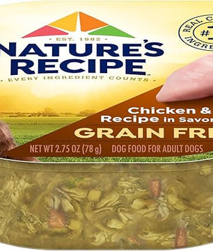 Nature's Recipe Grain Free Wet Dog Food, Chicken & Turkey Recipe, 2.75 Ounce Cup (Pack of 12)