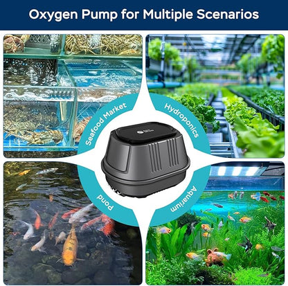 AquaMiracle Aquarium Air Pump Super Quiet Fish Tank Air Pump, Aquarium Bubbler Hydroponics Air Pump Oxygen Pump Pond Aerator