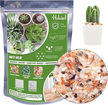 Halatool Crystal Pebbles 8 LB Bulk Bag 0.27"- 0.79" Natural Landscaping Pebbles Aquarium Gravel Decorative Polished Stone Suitable for Plants Home Decoration DIY Handmade Fish Tanks Vase Filler