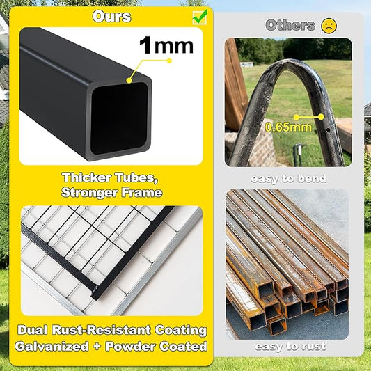 Outdoor Dog Kennel for Large Dogs, Dog Playpen Run Fence House for Yard, Heavy Duty Dog Kennel Outside with Feeding Door & Roof Cover(8'L x 4'W x 6'H)