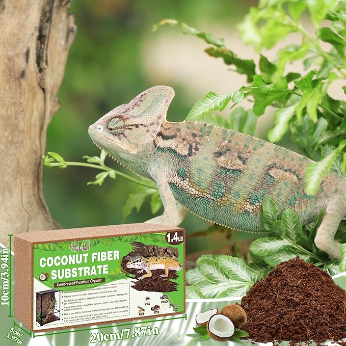 Halatool 1.4LB Coconut Fiber Substrate for Reptile Bedding Natural Coconut Husk Substrate for Snake Tarantula Enclosure Tortoises Habitat Spider Leopard Gecko Tank, Fill 2.1 Gallon Terrarium
