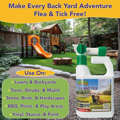 Trifecta Outdoor Flea & Tick Spray for Yards | All Natural Flea and Tick Prevention for Yards with Essential Oils | Pet and Family Safe | Hose-End Sprayer, Ready-To-Use (2 Pack for up to 10,000 Sq Ft)