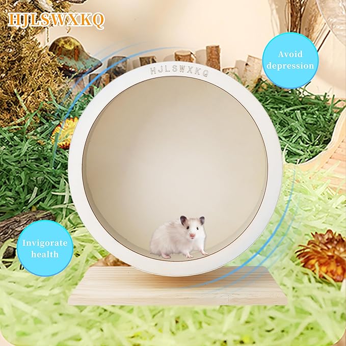 Hamster Silent Exercise Wheel – Wooden Hamster Wheel with Removable Washable Track, Quiet Wheel for Gerbils, Mice, Small Pets – Prevents Boredom Depression(S)