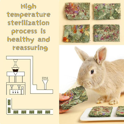 Bunny Toys 10 Pieces Chew Toys Teether Totoro Dutch Pig Guinea Pig with Flower Timothy Grass Snack (Medium)