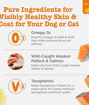 Zesty Paws Wild Alaskan Omega-3 Blend Pollock + Salmon Oil for Dogs and Cats- Skin and Coat Support, Omega 3 Supplement for Pets, 32oz