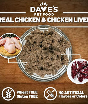 Dave's Pet Food Grain Free Wet Dog Food (95% Chicken & Chicken Liver), Made in USA Single-Source Protein, Limited Ingredients, 12.5 oz Cans (12 Pack)