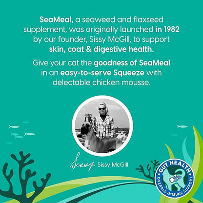 SeaMeal Squeeze Chicken Lickable Cat Treats with Seaweed for Skin & Coat - Wet Cat Treats with Digestive & Immune Health Support - Natural, Holistic, Grain Free (48 Squeezes)