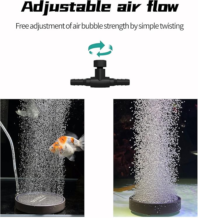 UPETTOOLS Air Stone for Aquarium Fish Tank, 4 Inch Aquarium Bubbler Kit Quiet High Dissolved Oxygen Diffuser, Nano Oxygen Aerator Stone with Air Tube Control Valve for Tanks and Hydroponics