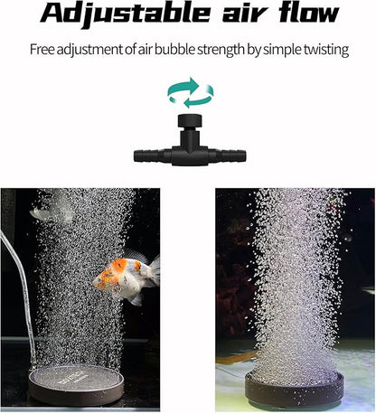 UPETTOOLS Air Stone for Aquarium Fish Tank, 4 Inch Aquarium Bubbler Kit Quiet High Dissolved Oxygen Diffuser, Nano Oxygen Aerator Stone with Air Tube Control Valve for Tanks and Hydroponics