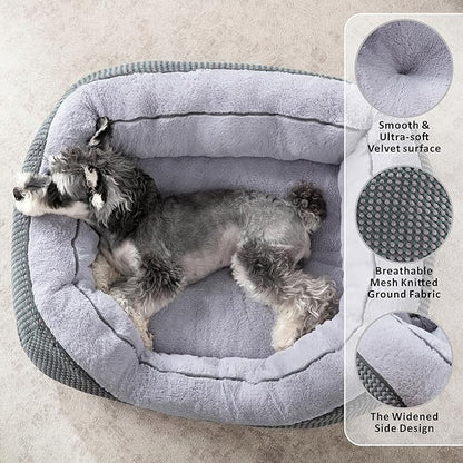 INVENHO Large Dog Beds Large Sized Dog Washable, Orthopedic Warming Soft Sleeping Puppy Bed Durable Pet Bed with Anti-Slip Bottom L(35"x25"x10")