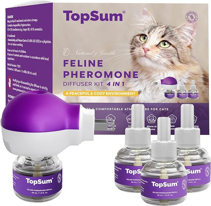Cat Pheromones Calming Diffuser: Premium Pheromone Diffuser for Cats - Cat Pheromones Diffuser - Cat Calming Diffuser - Cat Calming Pheromone Diffuser, 4 in 1 (Purple)