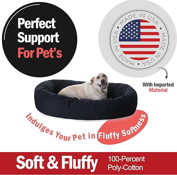 Majestic Pet 52 inch Black Bagel Dog Bed Products