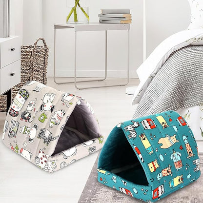 UPINS 2 Pack Guinea Pig Hideout,Guinea Pig Bed Washable Small Animal House Cage Accessories for Mouse Chinchillas Hamsters Hedgehogs Ferrets Bearded Dragons and Rats