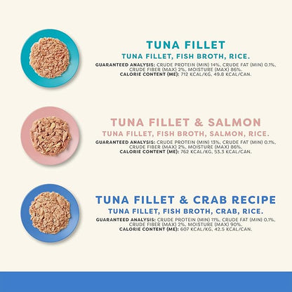 Applaws Natural Wet Canned Cat Food, Limited and Natural Ingredients, High Protein with No Artificial Additives, Fish Selection Variety Pack in Broth (12 x 2.47oz Cans)