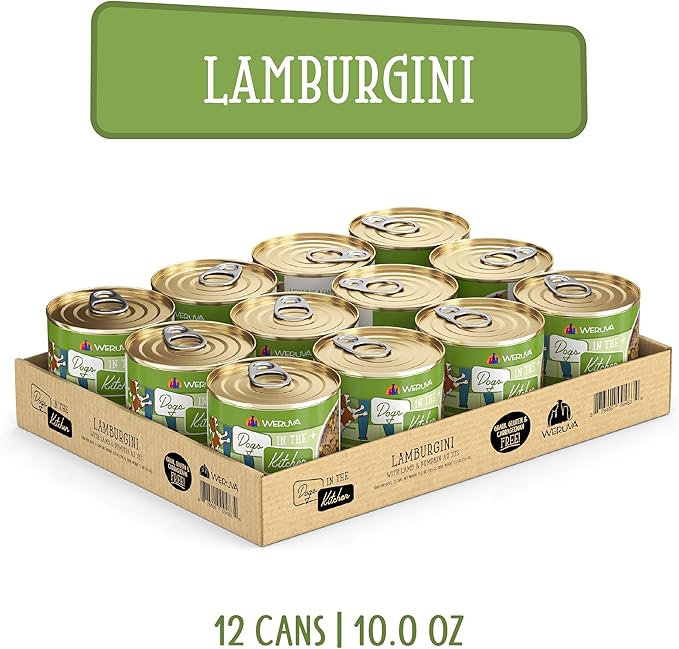 Weruva Dogs in The Kitchen, Lamburgini with Lamb & Pumpkin Au Jus Dog Food, 10oz Can (Pack of 12)