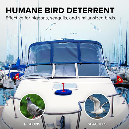 Bird B Gone - Repeller 360 - Spinning Bird Deterrent With Scare Eye Flags - Deters Seagulls and Other Birds From Landing - Durable Windproof Design - For Boats, Docks, Lights - Easy Installation - 6ft