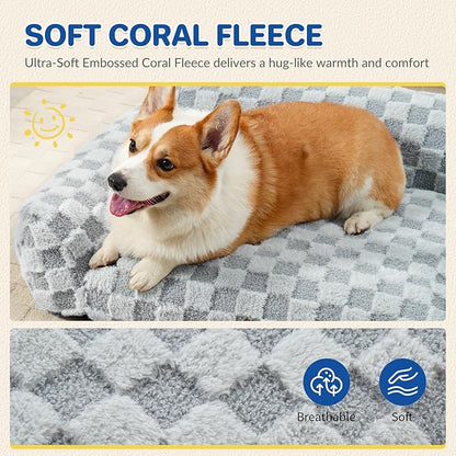 Large Dog Bed Sofa, Fluffy Pet Bed for Medium and Large Dogs, Supportive Dog Couch Sofa for Dogs, Pet Sofas with Washable Cover & Non-Slip, 38 inch, Grey