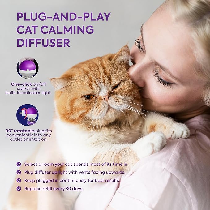 Cat Pheromones Calming Diffuser: Premium Pheromone Diffuser for Cats - Cat Pheromones Diffuser - Cat Calming Diffuser - Cat Calming Pheromone Diffuser, 3 Pack (Purple)