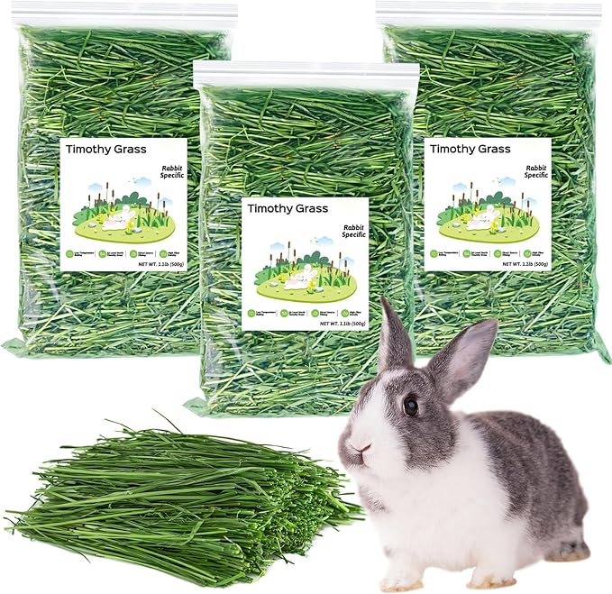 Fhiny Timothy Hay for Rabbit, 3.3LB Hand-Selected Premium Natural Timothy Hay Chinchilla Hay Hamster Food for Bunny Guinea Pig Chinchilla Hamster & Other Small Animals