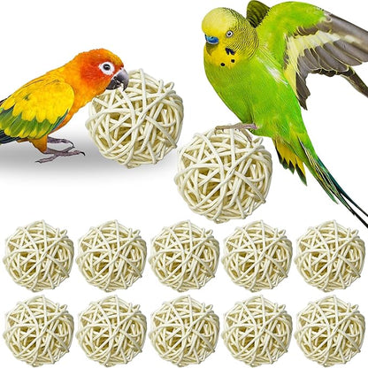Tfwadmx 10 Pcs Willow Ball, Bird Foraging Toys Natural Bird Toys Chew Small Animal Chew Toy Activity for Parrot Macaw Hamster Guinea Pig Rat Parakeet Cockatiels Conure Finch Budgerigar Lovebird