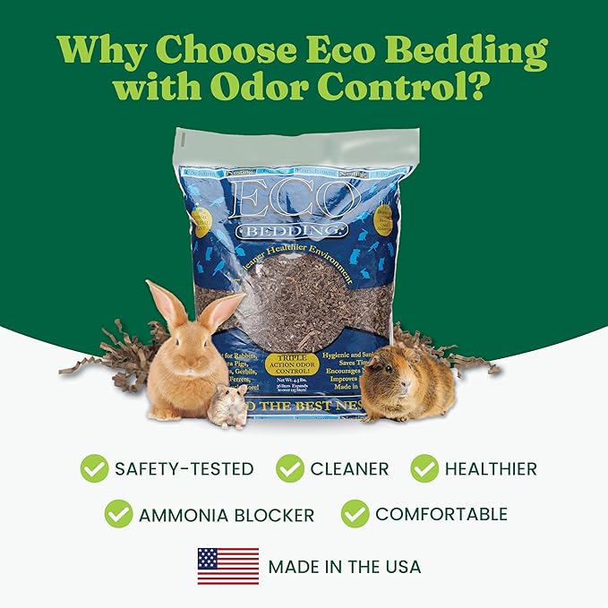 Eco Bedding 99% Dust-Free Paper Bedding for Small Pets & Birds, Eco Natural, 10L - Safe, Clean & Comfortable Nesting Material, Ammonia Blocker
