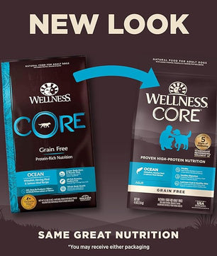 Wellness CORE Dry Dog Food, Grain-Free, High Protein, Natural, Ocean Whitefish, Herring, & Salmon Recipe, (4-Pound Bag)