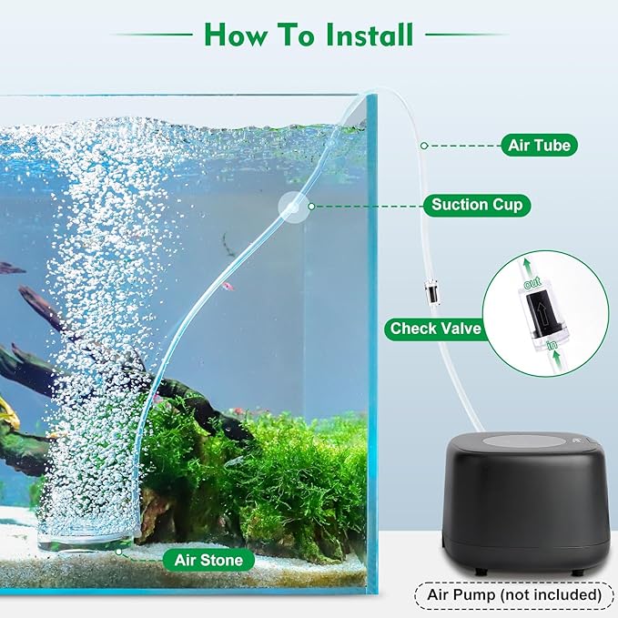 hygger Air Stones for Aquariums, Transparent Acrylic Fish Tank Bubbler Kit with Air Tube, Ultra Silent Bubble Stone Super-High Dissolved Oxygen Diffuser for Aquarium Fish Tank and Hydroponic
