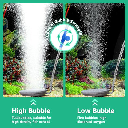 hygger Aquarium Air Stone, 3.1 Inch Fish Tank Bubbler Stone Kit Makes Super Tiny Bubbles, Ultra-High Dissolved Airstone with Stainless Steel Base Aquarium Fish Tank and Hydroponic