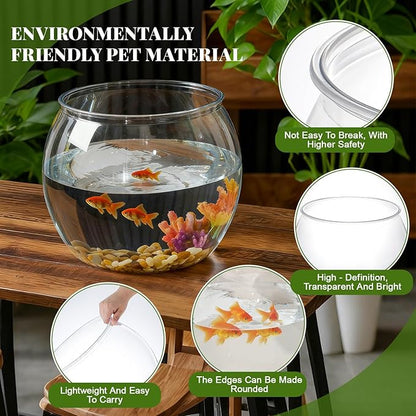 Geelin 5 Gallon Plastic Fish Tank Large Bowl Shatterproof with Crystal Clear Clarity for Terrarium, Flower Vase Centerpiece Gift for Fish Lovers (Round)