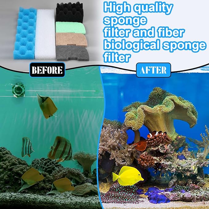 32 Pcs Filter Media Compatible with 406/407 Filters, Aquarium Replacement Maintenance Kit Including Biological Sponge, Ammonia/Phosphate/Nitrite Remover Pad, Aquarium Towel, Grease