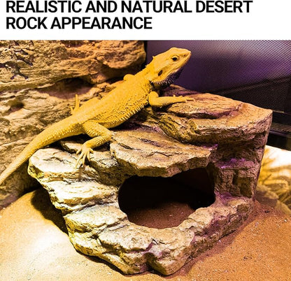 Resin Reptile Hideout Cave Reptile Habitat Tank Decor Terrarium Accessories for Bearded Dragon Leopard Gecko Lizards Turtle