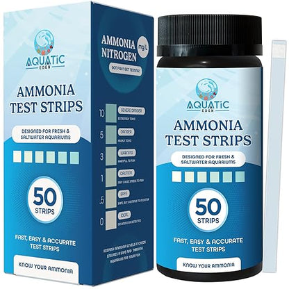 Aquarium Ammonia Test Strips (50 Pack) – Fast & Accurate Ammonia Testing for Freshwater & Saltwater Fish Tanks – Easy-to-Use Test Kit to Detect Harmful Ammonia Levels & Keep Your Fish Healthy