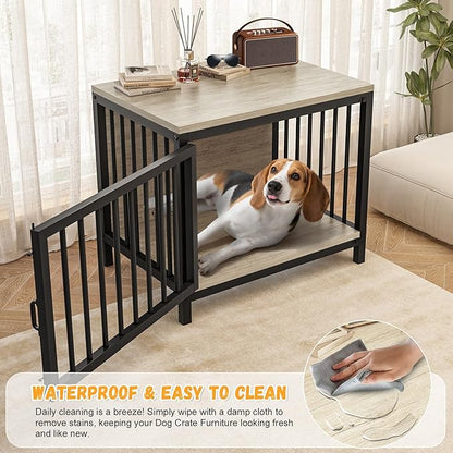 31" Dog Crate Furniture for Small and Medium Dogs, Heavy Duty Wooden Dog Kennel Furniture for Indoor Use, Decorative Pet Cage End Table Fits All Decor Styles, Sleek & Stylish