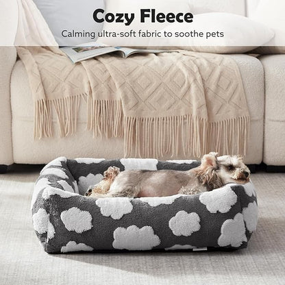 JOEJOY XL Dog Beds Large Sized Dog, Rectangle Washable Orthopedic Pet Bed with Removable Zipper Cover, Cute Soft Calming Puppy Pet Bed with Jacquard Shaggy Plush & Non Skid Bottom