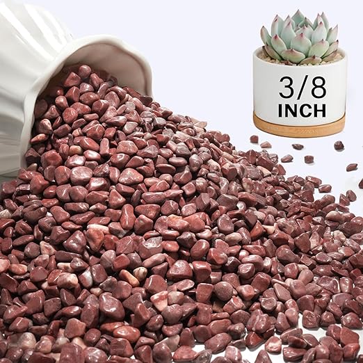 NUPICK 3 lbs Pebbles for Indoor Plants, 3/8 Inch Pea Gravel for Fish Tank, Polished Decorative Rocks for Succulent, Natural River Stones for Vases, Cactus, Landscaping, Bird Bath, Aquarium, Red