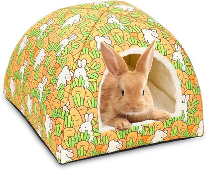 UPINS Rabbit Hideout,Large Bunny Hideout Bed Washable Rabbit Bed House for Guinea Pig Hamster Squirrel Ferret Hedgehog Chinchilla Cozy Cage Accessories