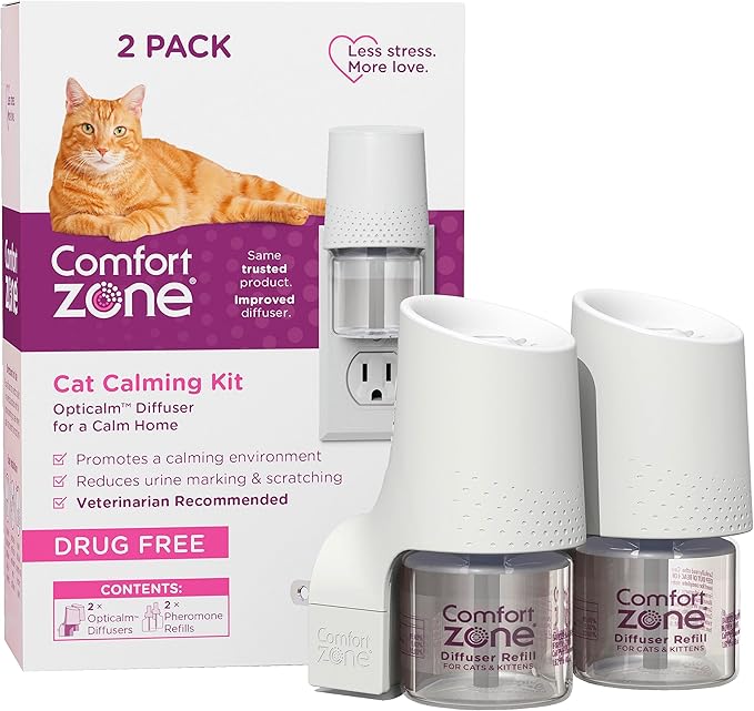 Comfort Zone Savings Kit: 2 Cat Calming Diffusers & 2 Refills; Cat Pheromones Help Anxiety; Reduce Stress, Urine Marking, Scratching