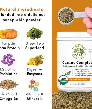 Wholistic Pet Organics Canine Complete - Dog Multivitamin Powder - 2 Lb - Daily Dog Vitamins and Supplements for Homemade Food - Immune System, Skin, Coat & Overall Health - Small and Large Breed