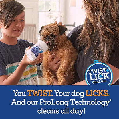 Twist + Lick Dental Gel for Dogs, Cleans Teeth and Freshens Breath for 24 Hours, Chicken Flavor, 2 oz, 30 Day Supply