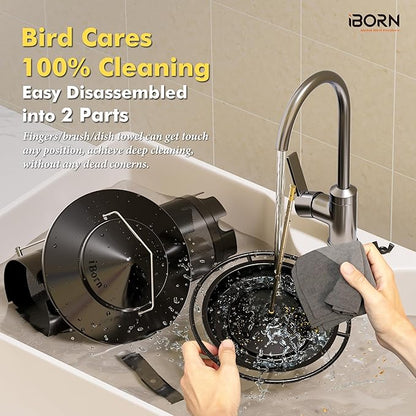 iBorn Bird Feeders for Outdoors, All Metal Mesh Tube, Holding Bird Seed for Outside Feeders,18cm Large Roof, Black, 2.8lb(Seed is not Included)