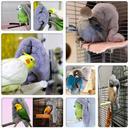 SIMENA Bird Blanket for Cage, Corner Fleece Bed for Birds, Cozy Bird Warmer, Parrot House for Cage, Cuddle Nest Hanging Toy for Lovebirds Parakeet (Medium)